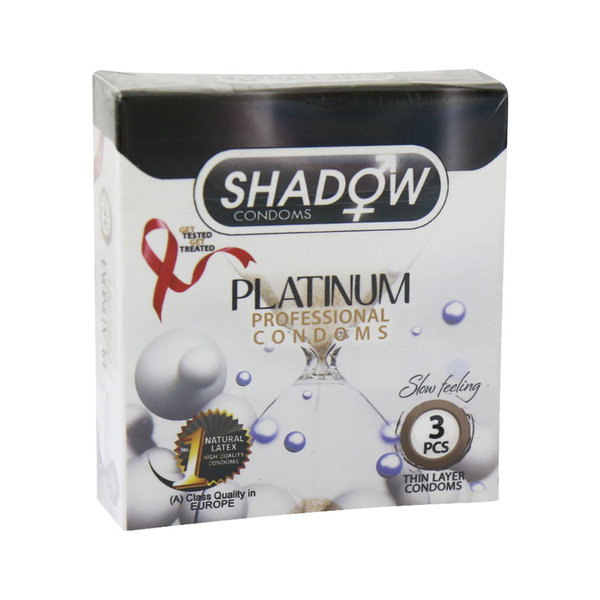  کاندوم تاخیری و خاردار شادو مدل Platinum بسته 3 عددی