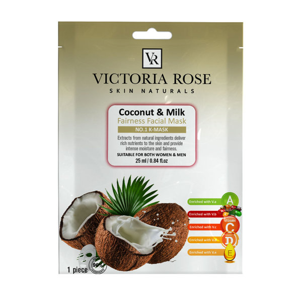  ماسک ورقه ای صورت شیر و نارگیل ویکتوریا رز 25 گرم