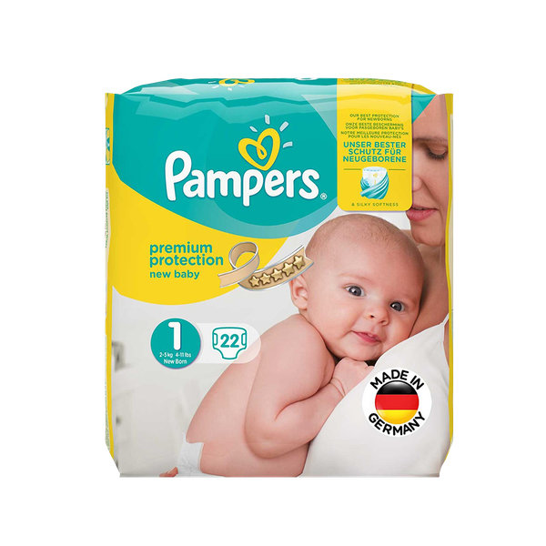  پوشک سایز ۱ پمپرز مدل Premium بسته ۲۲ عددی