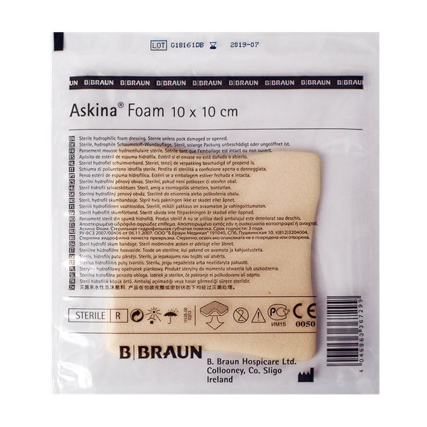  پانسمان فوم بدون چسب آسکینا بی بران ۱۰*۱۰ سانتی متر