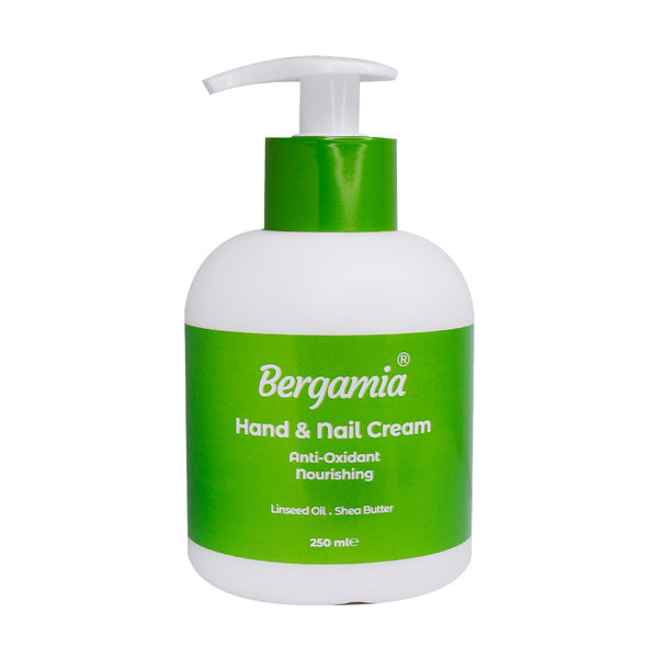  کرم مرطوب کننده پمپی دست و ناخن برگامیا حاوی روغن کتان 250 میلی لیتر