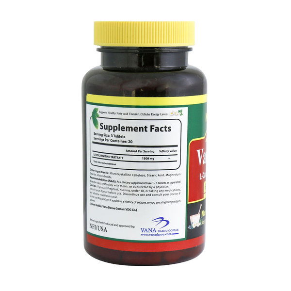  قرص ال کارنیتین وانا برن 500 میلی گرم نورم لایف 60 عدد