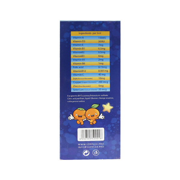  شربت مولتی ویتامین به همراه آهن ساپلکس 300 میلی لیتر