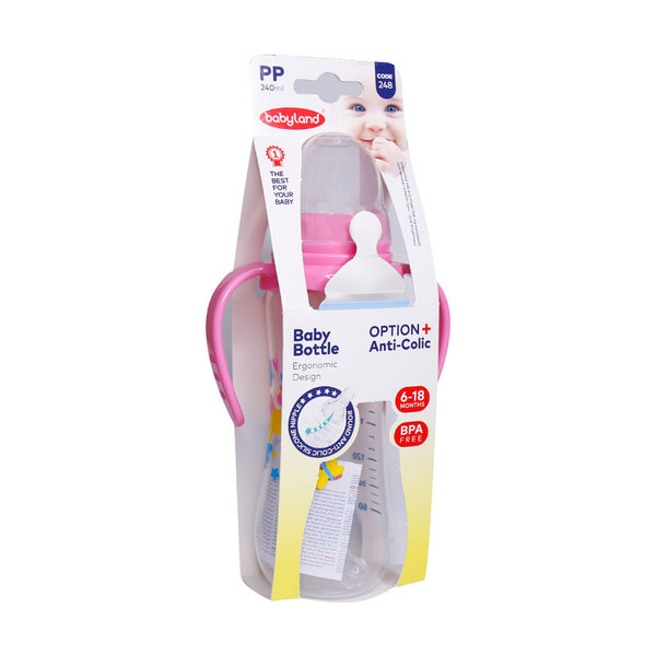  شیشه شیر دسته دار آنتی کولیک بیبی لند کد 248