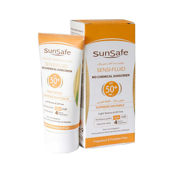  فلوئید ضد آفتاب SPF50+ فیزیکال سان سیف مناسب پوست ‌های حساس 50 میلی لیتر
