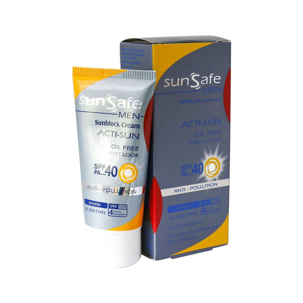  کرم ضد آفتاب فاقد چربی spf40 آقایان سان سیف مناسب برای انواع پوست 50 گرم