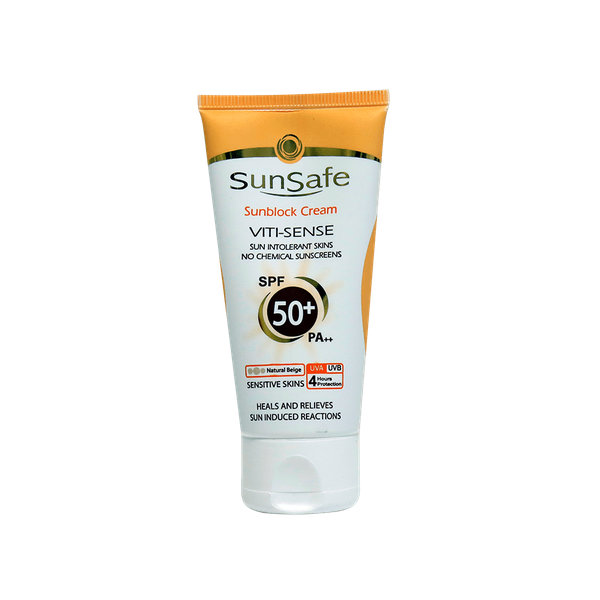  کرم ضد آفتاب رنگی سان سیف +SPF50 فاقد جاذب های شیمیایی مناسب پوست حساس ۵۰ میلی لیتر