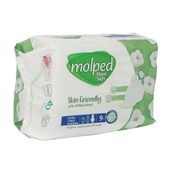  نوار بهداشتی بالدار نیمه ضخیم پنبه ای مولپد سایز خیلی بزرگ 9 عدد