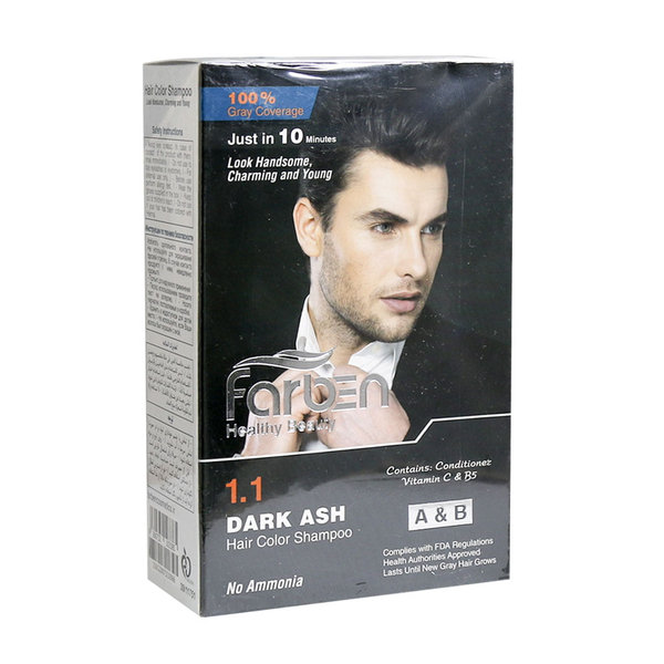  شامپو رنگ موی مردانه خاکستری تیره فاربن