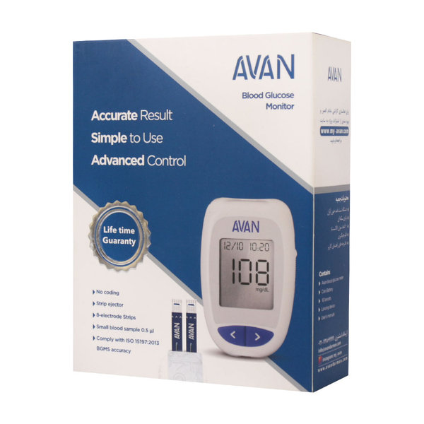  دستگاه تست قند خون آوان مدل AGM01 به همراه 10 عدد سوزن لانست