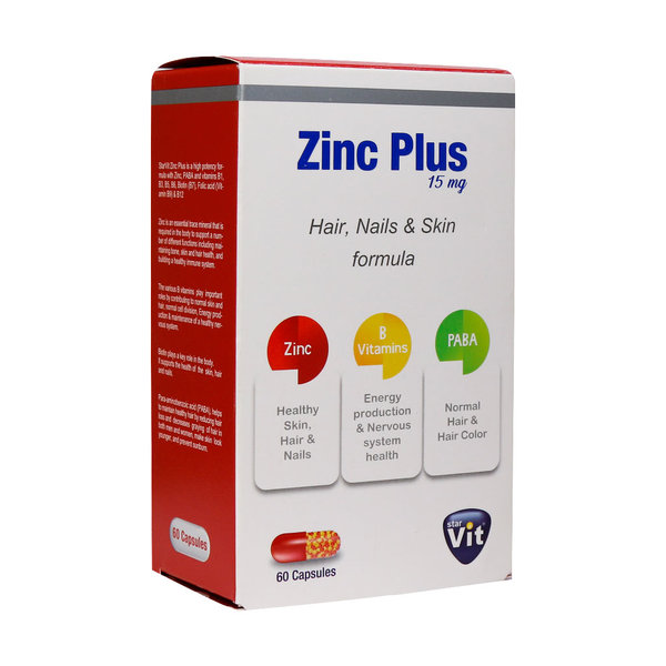  کپسول آهسته رهش زینک پلاس 15 میلی گرم استار ویت 60 عدد