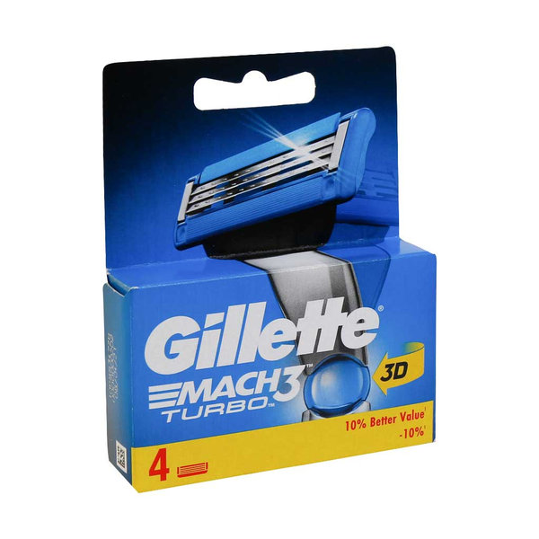  تیغ یدک مچ تری Mach3 Turbo 3D ژیلت 4 عدد