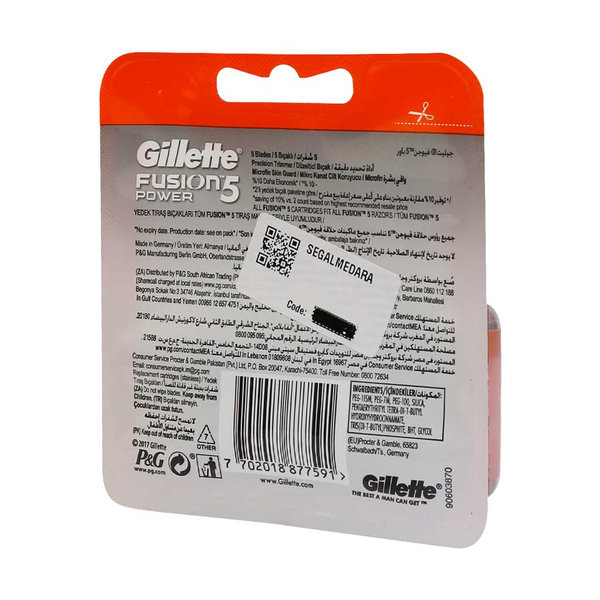  تیغ یدک فیوژن ژیلت مدل Fusion5 Power بسته 4 عددی