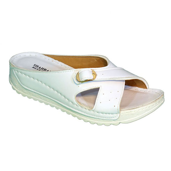  صندل طبی سگک دار سفید زنانه شهرام طب مدل 1024