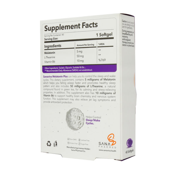  سافت ژل ملاتونین پلاس 5 میلی گرم ساناویوا 40 عدد