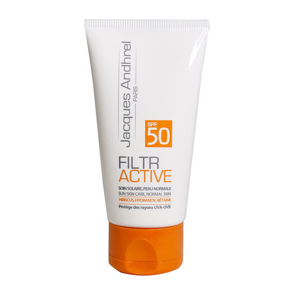  کرم ضد آفتاب بی رنگ SPF50 ژاک آندرل پاریس مدل فیلتر اکتیو مناسب پوست خشک و معمولی 50 میلی لیتر