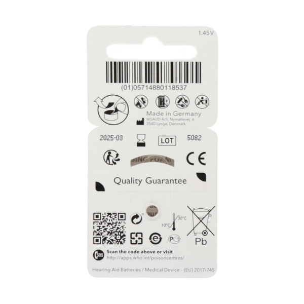  باتری سمعک شماره 10 سیگنیا 6 عددی