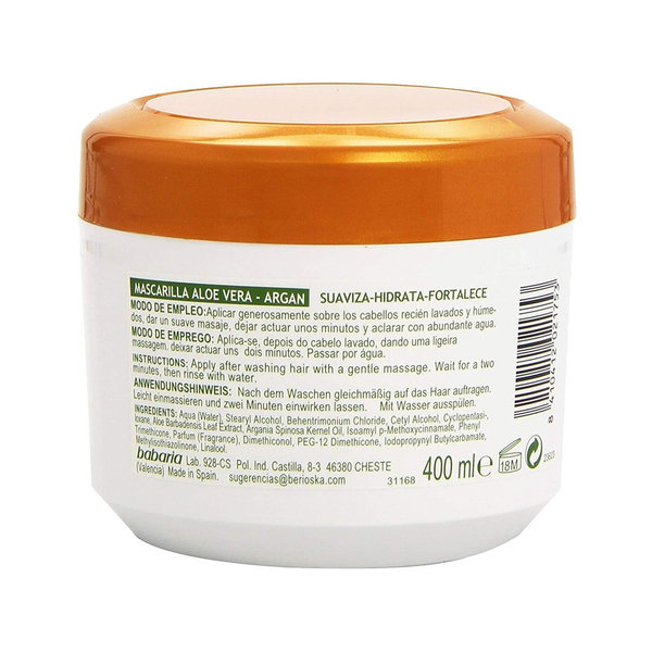  ماسک مو آلوئه ورا و روغن آرگان باباریا 400 میلی لیتر
